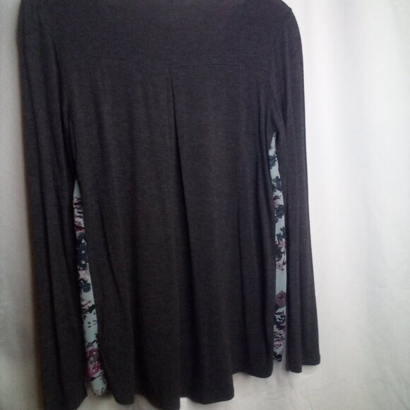 Maurices Blouse Women S Long Sleeve Beading Floral Blue Gray - Picture 6 of 15